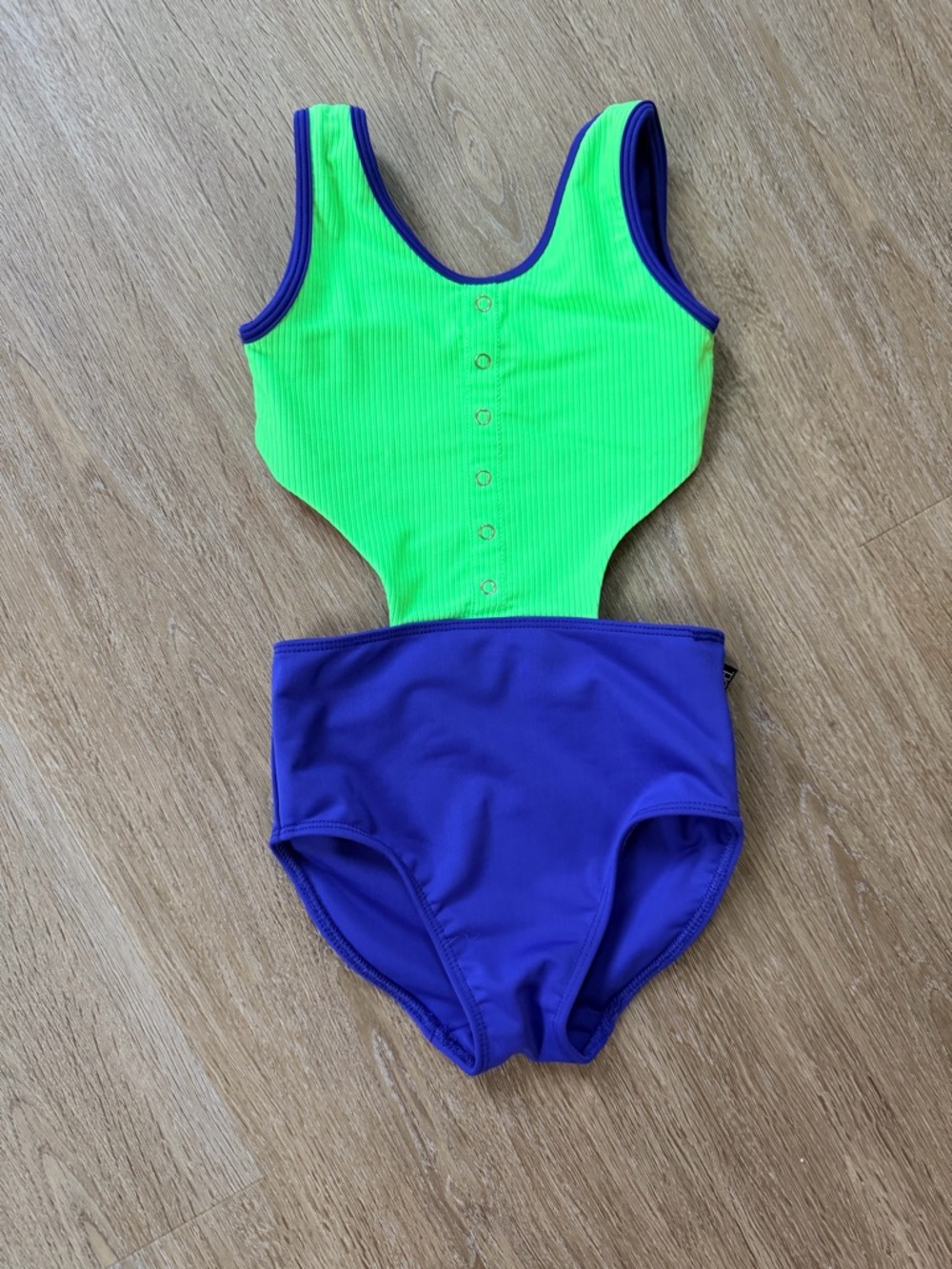 Tiger Friday Neon Green & Blue girls One-Piece Leotard - Bright Colorblock